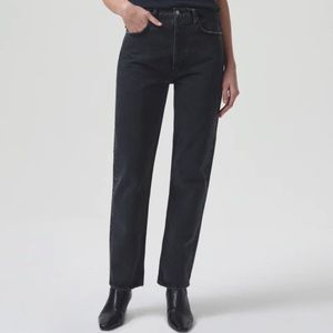 AGOLDE '90s Pinch High Waist Straight Leg Organic Cotton Jeans (Black Tea)